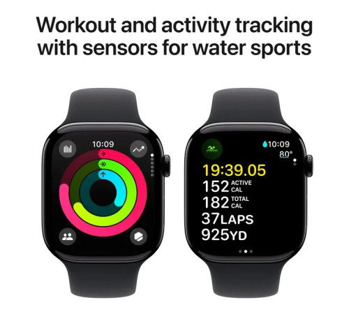 Смарт-часы Apple Watch Series 10 GPS 46mm Jet Black Aluminium Case with Black Sport Band - M/L (MWWQ3QH/A)