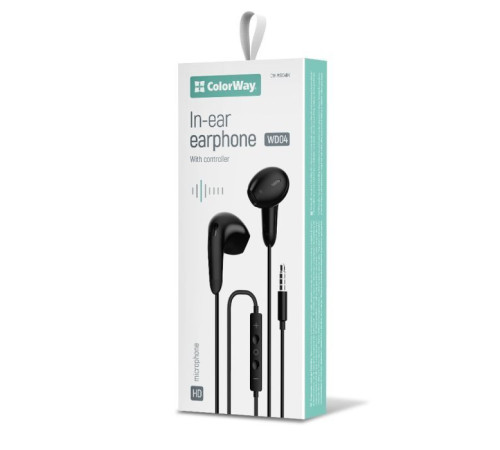 Наушники ColorWay 3.5 mm Wired Earphone Sound Wave Black (CW-WD04BK)