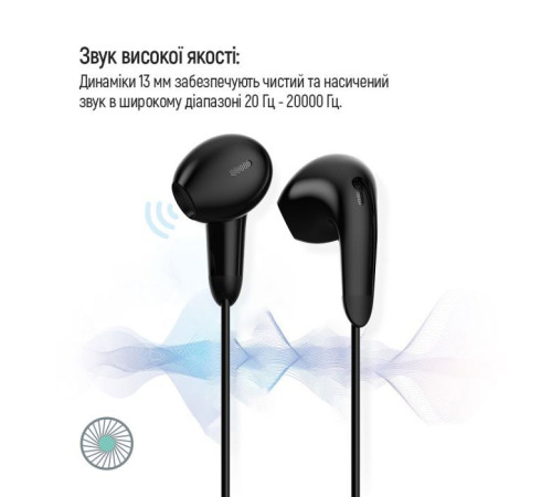 Наушники ColorWay 3.5 mm Wired Earphone Sound Wave Black (CW-WD04BK)