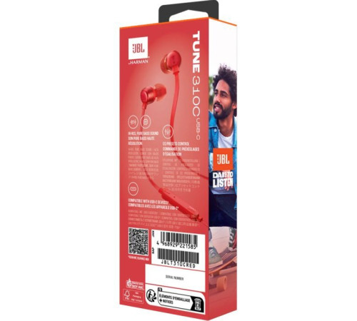 Наушники JBL Tune 310C USB-C Red (JBLT310CRED)