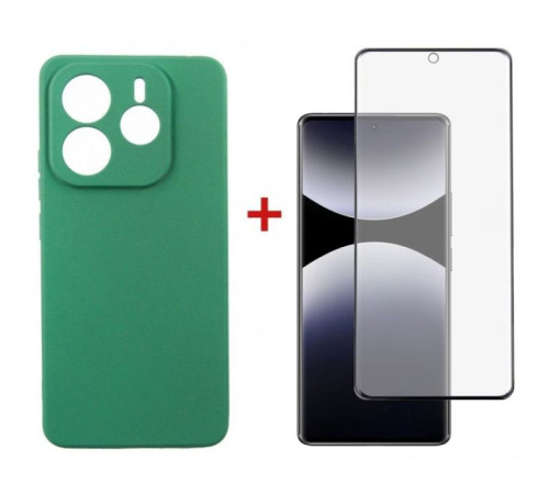 Чехол для мобильного телефона Dengos Kit Xiaomi Redmi Note 14 case Soft + glass (Mint) (DG-KM-131)