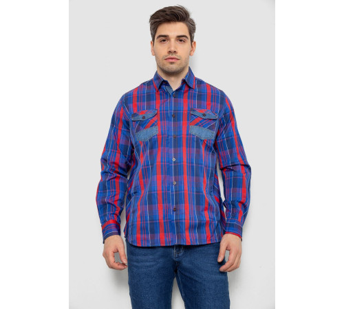 Рубашка мужская в клеточку, цвет синий, 214R0746