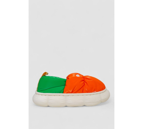 Тапочки детские домашние с задником, цвет оранжево-зеленый, 243R2931