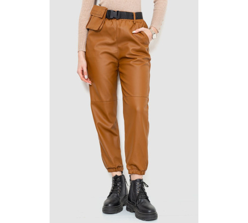 Штаны женские из экокожи, цвет коричневый, 186R5205
