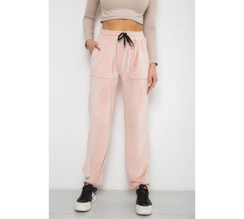 Штаны женские велюровые, цвет пудровый, 238R58168