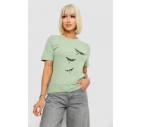 Футболка женская с принтом, цвет оливковый, 241R120