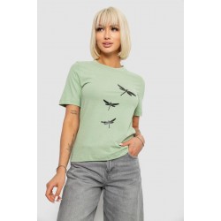 Футболка женская с принтом, цвет оливковый, 241R120