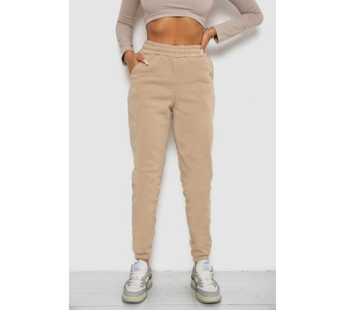 Спортивные штаны женские на флисе, цвет бежевый, 238R57013