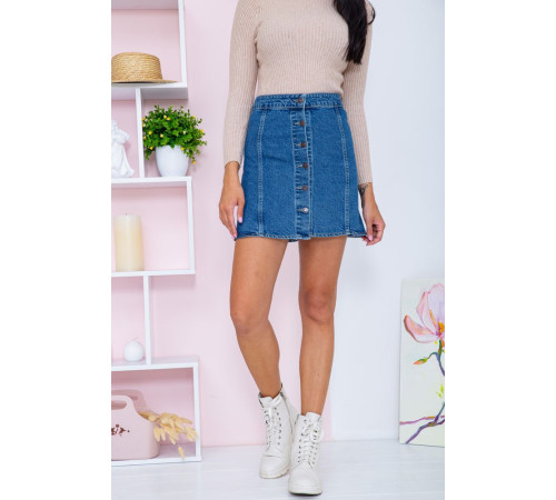 Джинсовая мини-юбка на пуговицах, синего цвета, 164R2218