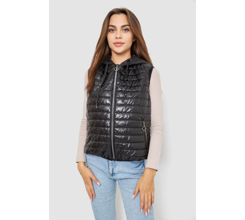 Жилетка женская дутая, цвет черный, 102R380