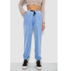 Штани жіночі велюрові, колір блакитний, 238R57862