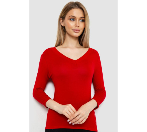 Женский лонгслив укороченный с рукавом 3/4, цвет бордовый, 186R508