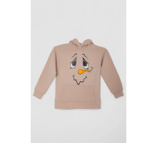 Худи десткий на флисе с принтом Снеговик, цвет бежевый, 102R1517