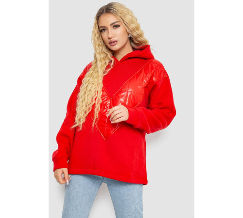 Худи женский на флисе трехнитка, цвет красный, 102R7713