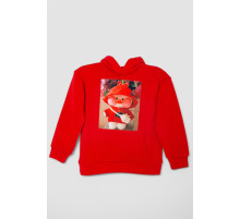 Худи десткий на флисе с принтом, цвет красный, 102R1525