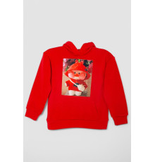 Худі дитячий на флісі з принтом, колір червоний, 102R1525