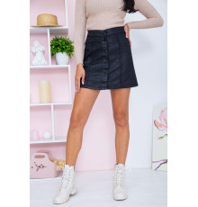 Джинсовая мини-юбка, черного цвета, на пуговицах, 164R101