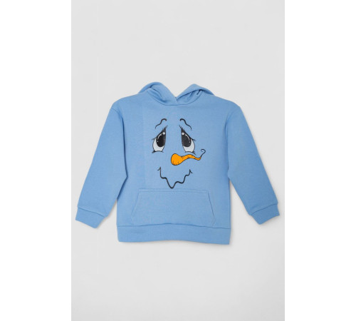 Худи десткий на флисе с принтом Снеговик, цвет голубой, 102R1517