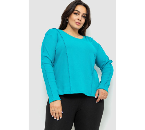 Лонгслив женский в рубчик, цвет бирюзовый, 102R325-1