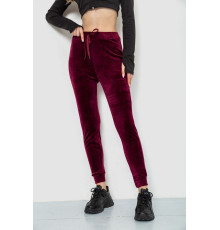Спорт штани жіночі велюрові, колір бордовий, 244R5571