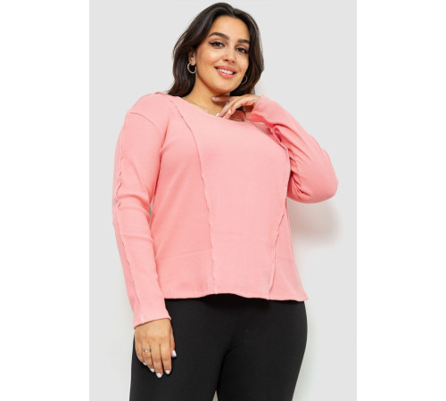 Лонгслив женский в рубчик, цвет розовый, 102R325-1