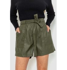 Шорты женские из экокожи, цвет хаки, 102R295-1