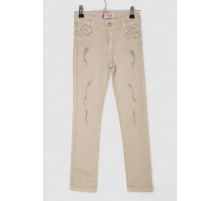 Джинсы для девочки, цвет бежевый, 247R10041