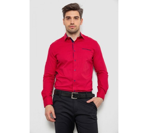 Сорочка чоловіча з принтом, колір червоний, 214R7094-1