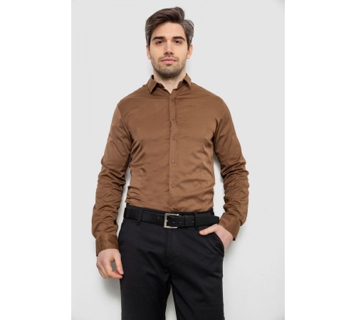Сорочка чоловіча однотонна, колір коричневий, 186R6917