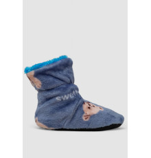 Тапочки-чобітки домашні плюшеві для дітей, колір джинс, 102R1003