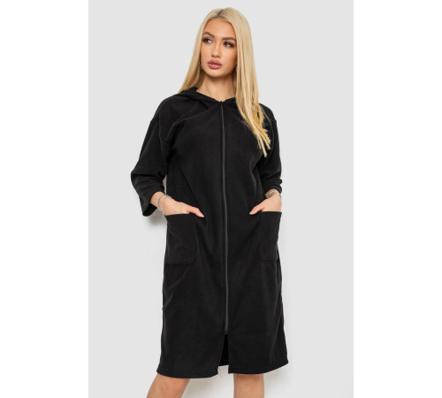 Халат женский на молнии, цвет черный, 238R322