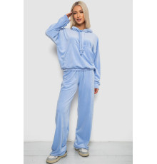 Спортивный костюм женский велюровый свободного кроя, цвет голубой, 241R2001-20