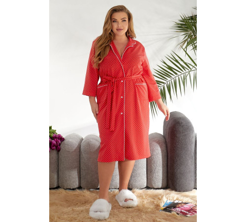 Халат женский домашний в горошек, цвет красно-белый, 257R334