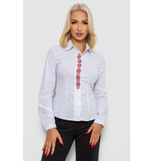 Блуза класична з вишивкою, колір білий, 230R03-2.