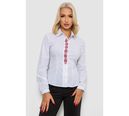 Блуза классическая с вышивкой, цвет белый, 230R03-2