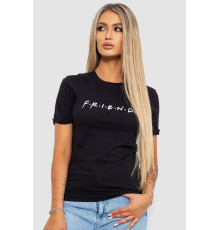 Жіноча футболка з принтом, колір чорний, 238R57396
