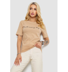 Футболка жіноча з принтом, колір бежевий, 241R130
