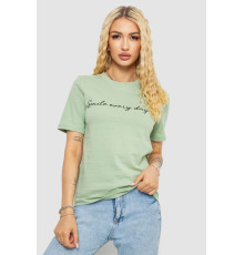 Жіноча футболка з принтом, колір оливковий, 241R130