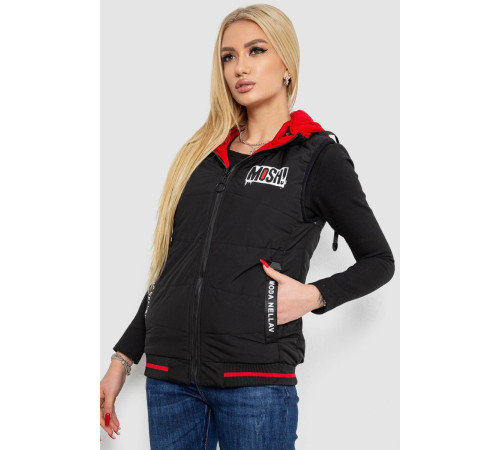 Жилет женский двухсторонний, цвет черно-красный, 244R20166