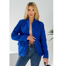 Бомбер жіночий штучний кашемір, колір електрик, 257R325