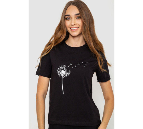 Футболка женская с принтом, цвет черный, 241R124