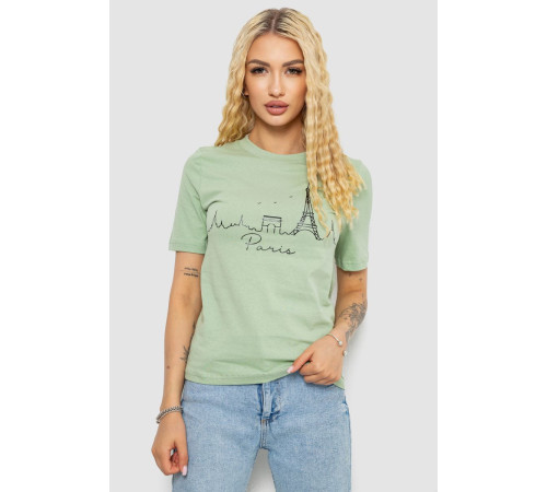 Футболка женская с принтом, цвет оливковый, 241R132