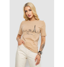 Футболка жіноча з принтом, колір бежевий, 241R132