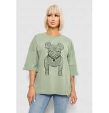 Футболка женская с принтом, цвет светло-оливковый, 244R3008