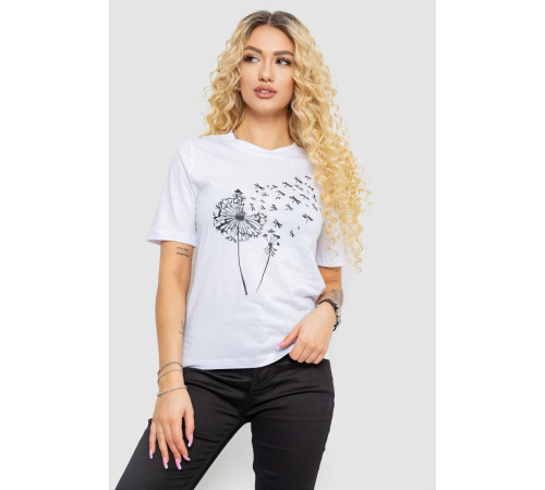 Футболка женская с принтом, цвет белый, 241R127
