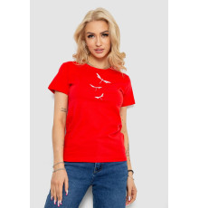 Жіноча футболка з принтом, колір червоний, 238R555