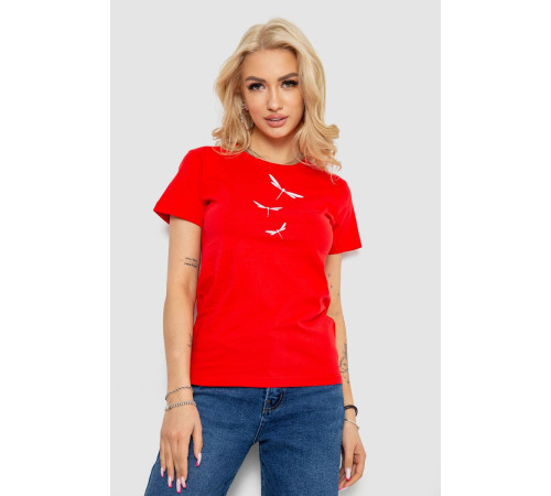 Футболка женская с принтом, цвет красный, 238R555