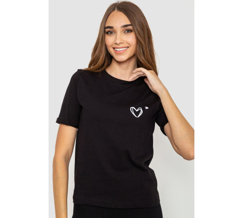 Футболка женская с принтом, цвет черный, 241R122
