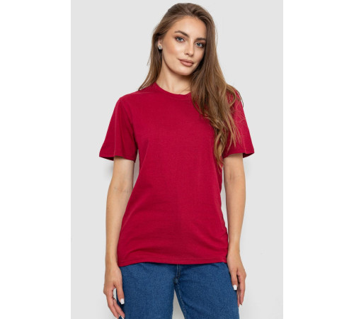 Футболка женская однотонная, цвет бордовый, 238R112
