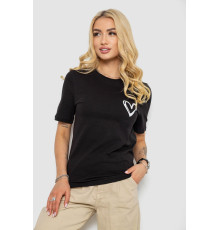 Жіноча футболка з принтом, колір чорний, 241R128
